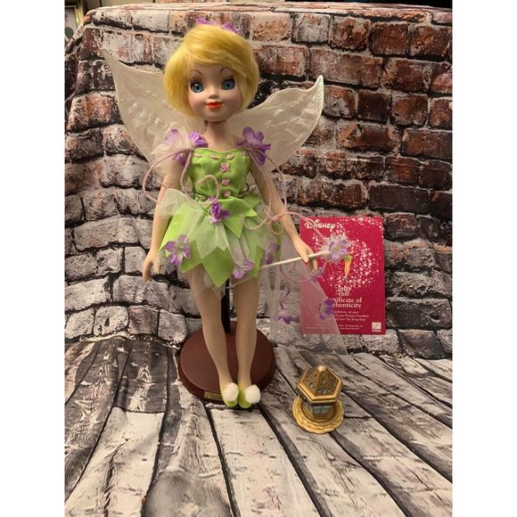 Disney Princess Porcelain Keepsake Doll 14" Tinkerbell W/ Stand Trinket Box Cert - Picture 1 of 8